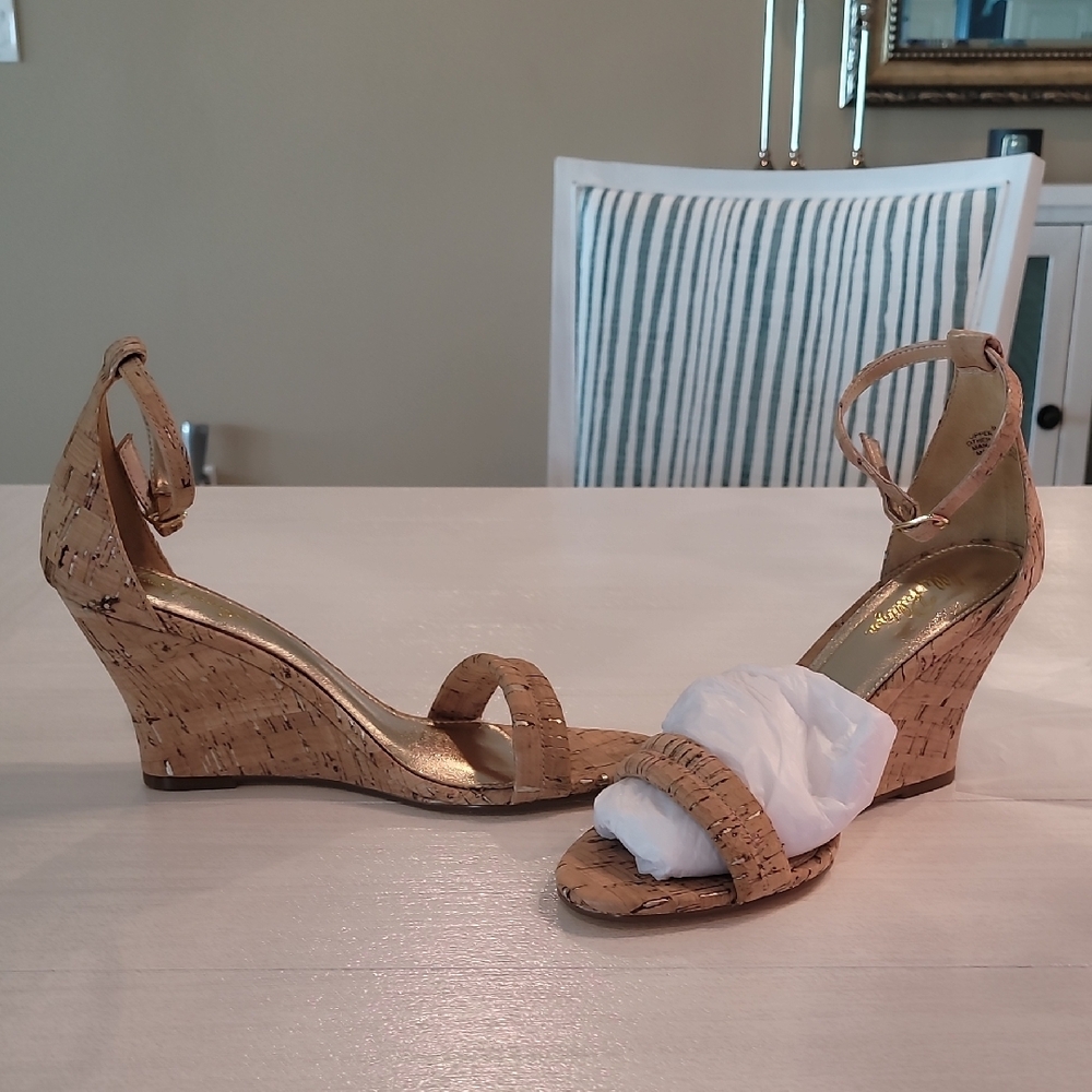 Lilly Pulitzer Tan Wedge Sandals with Cork Heel